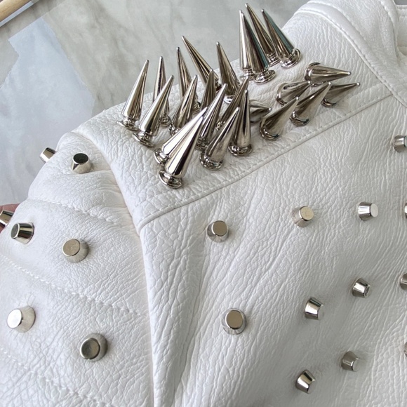 EYES ON ME Faux Leather Jacket in White M L XL - Picture 5 of 8